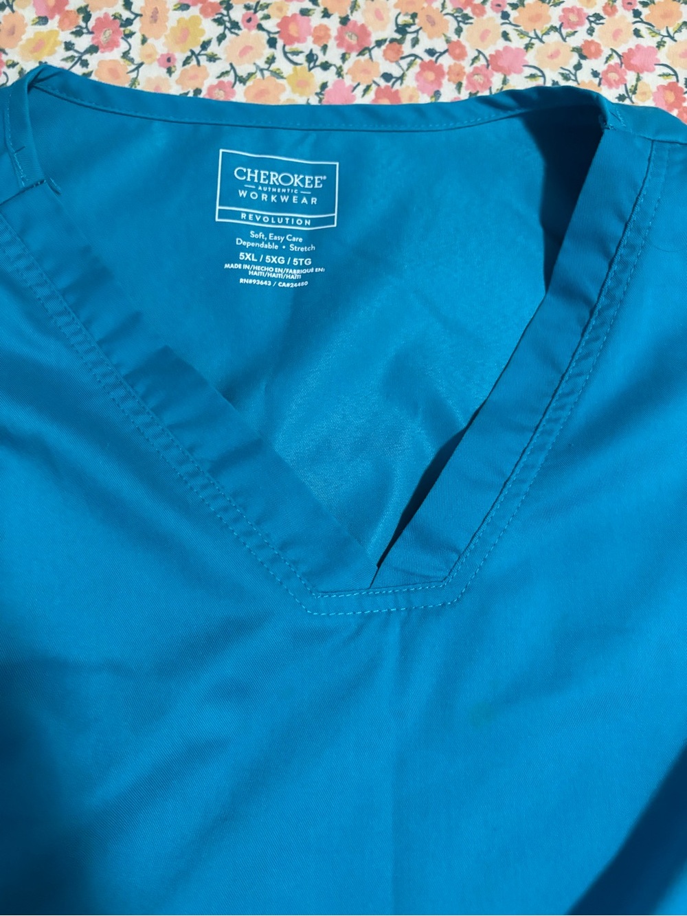 Cherokee Workwear Revolution Teal V-Neck Scrub Top